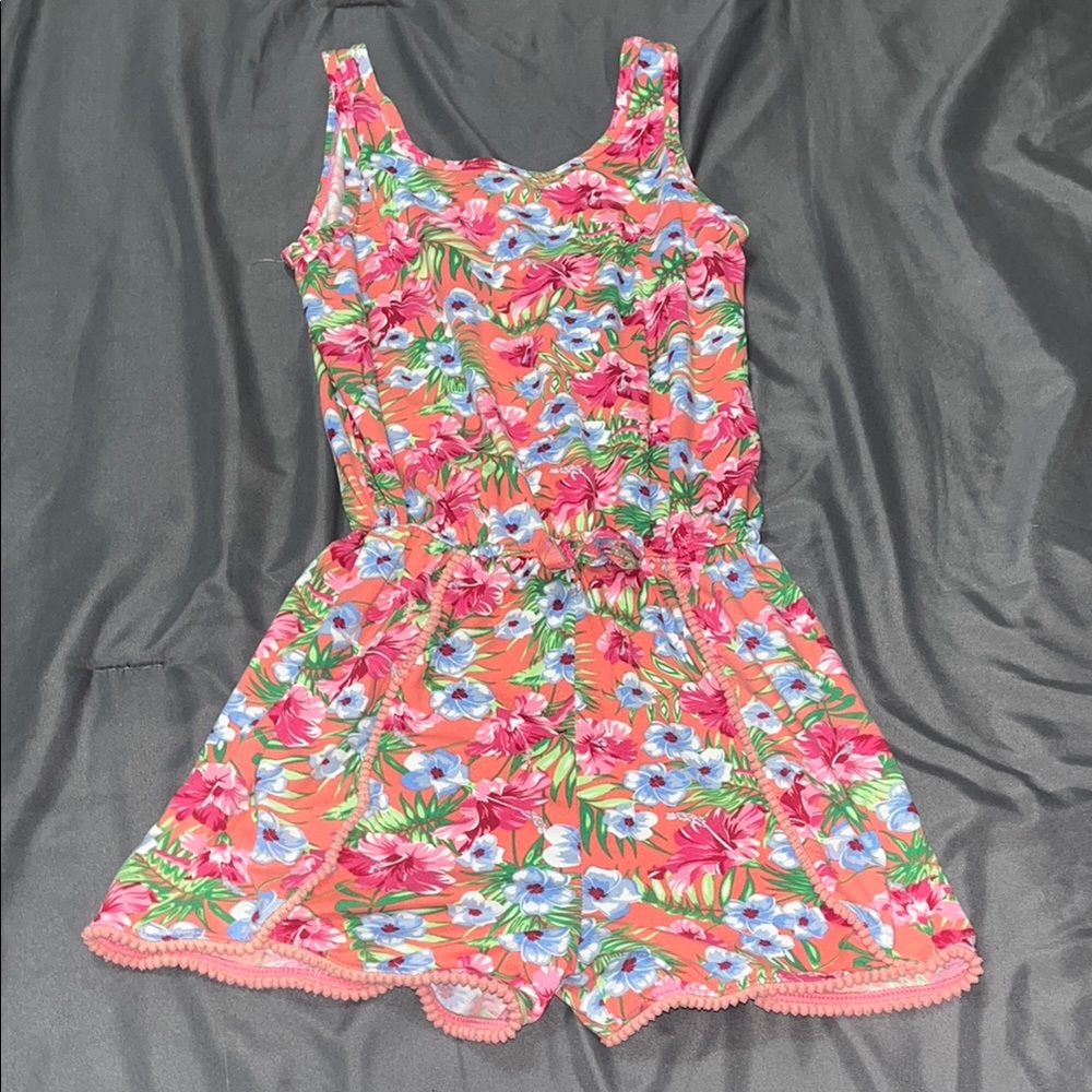 Bobbie Brooks Pink and Orange Floral Romper